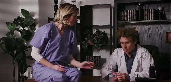  Doctor Michael Vegas is in need for semen sample for his fertility clinic so fucks hard with his sexy nurse Eliza Jane to produce what they need.